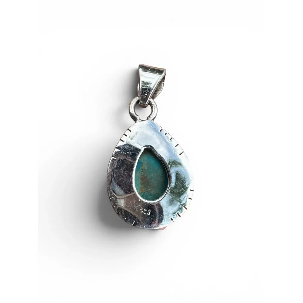 Mojave Turquoise Solid 925 Sterling Silver Pendant - Picture 4 of 5